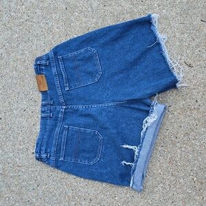 Vintage Lee Fringed High Waisted Rise Denim Jean Shorts Size 31